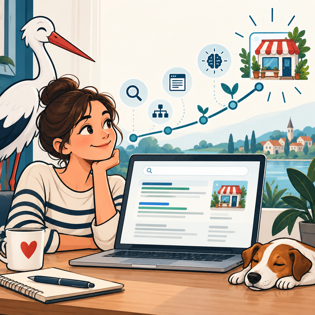 Illustration du référencement naturel : site de commerce visible progressivement dans les moteurs de recherche.