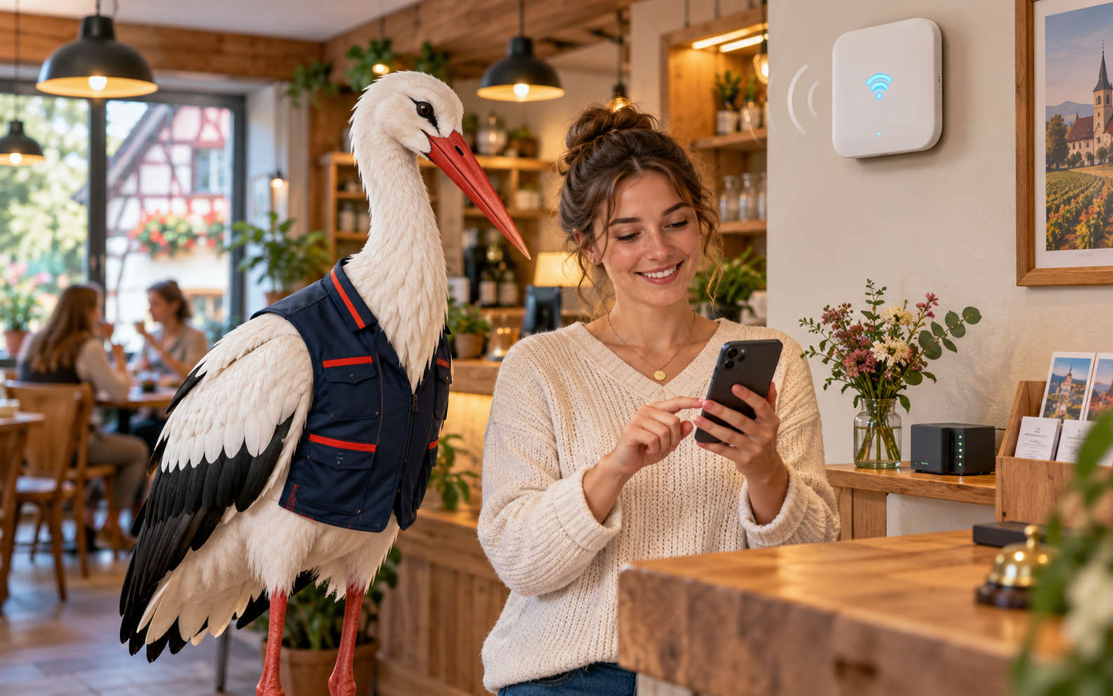 La cigogne technicienne configure un hotspot Wi‑Fi invité avec portail captif